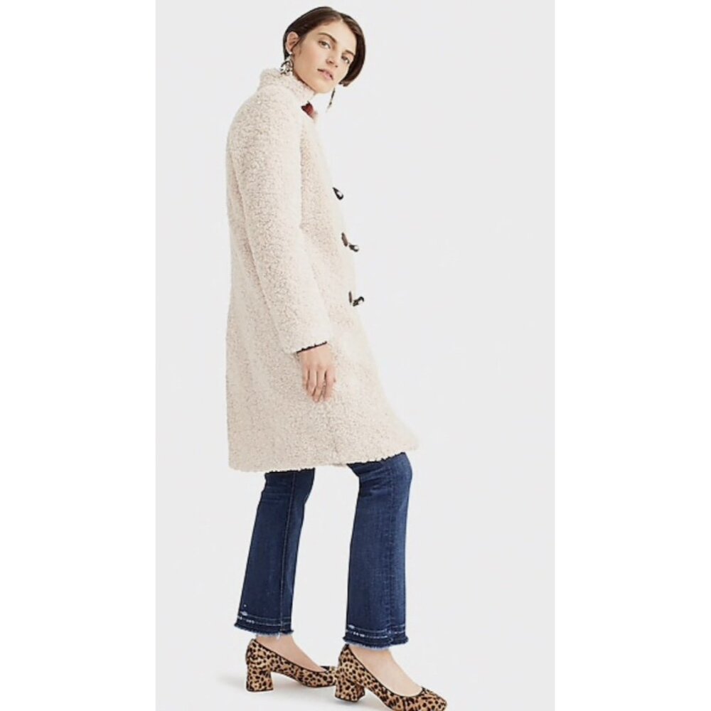 J Crew Sherpa Teddy Faux Fur Shearling Toggle Button Cream Coat Women Size XL - Picture 3 of 11